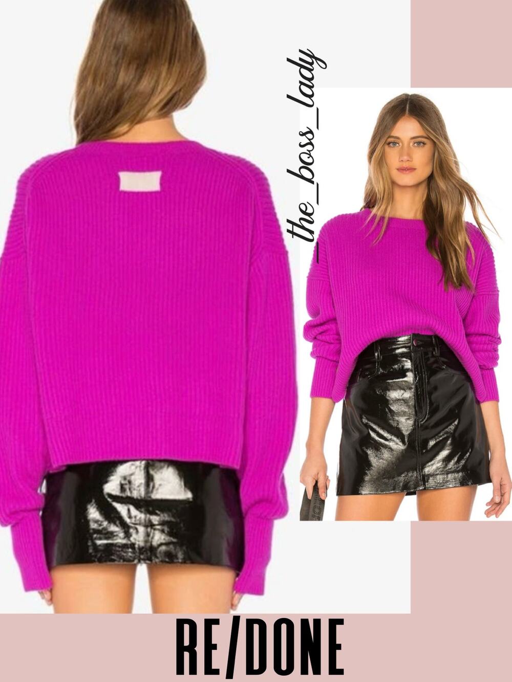 Re/Done wool cashmere sweater pullover ribbed oversized chunky cozy Small